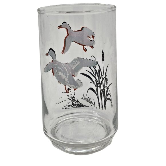Vtg West Virginia Glass Norman R Warner Signed Glasses Pheasant Mallard Grouse - Picture 12 of 16